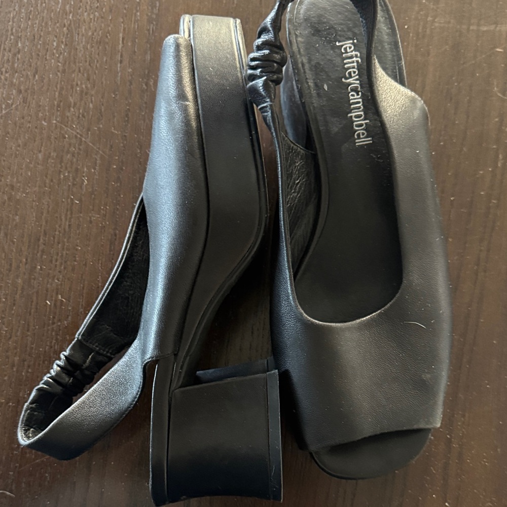 Jeffrey Campbell Black Women's Slingback chunk heel shoes -size 8